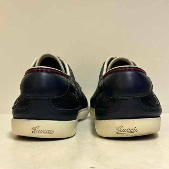 VGUC Gucci Navy Blue GG Imprime Sneakers Guccisima Canvas Leather UK 10 US 10.5